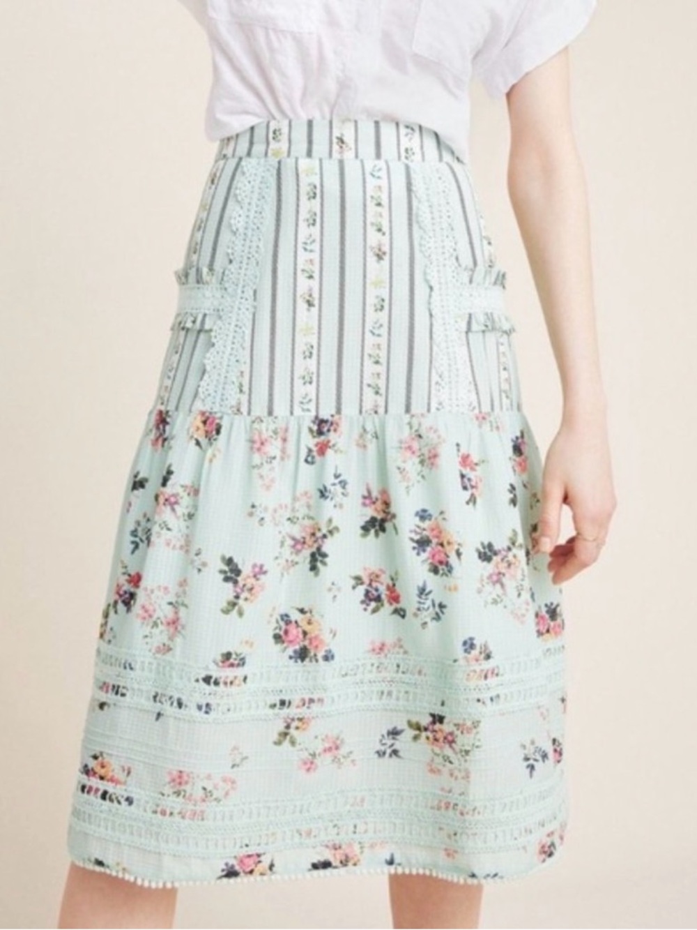 Anthropologie Anthropologie Hemant Nandita
Amour Floral mint Midi Skirt